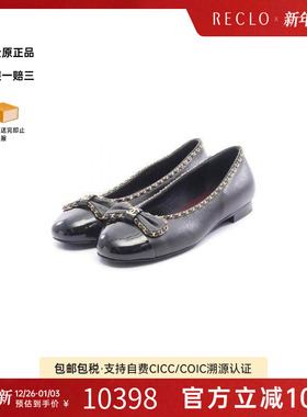 中古Chanel香奈儿女A级95新pumps高跟鞋羊皮鞋黑色