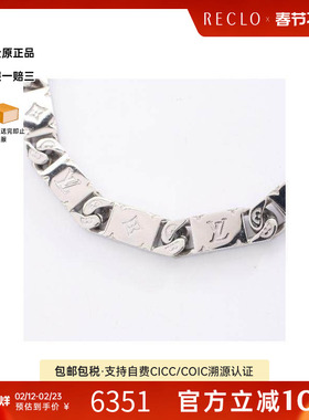 中古LV路易威登男A级95新necklace项链不锈钢项链银色