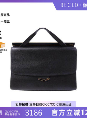 中古Fendi芬迪女包B级9新handbag手提包牛皮手提包黑色