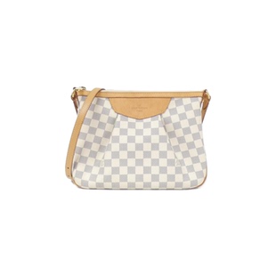 中古LV路易威登女包A级95新 Azur Siracusa白棋盘格斜挎包