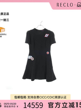 中古LV路易威登女B级9新one piece连衣裙羊毛上衣黑色正品休闲