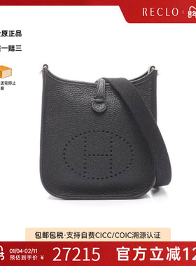 中古Hermes爱马仕女包A级95新Evelyn Amazon TPM牛皮斜挎包黑色
