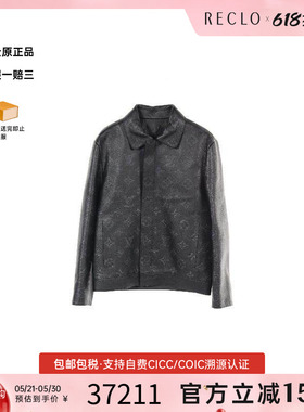 中古LV路易威登男A级95新blouson夹克衫羊皮外套黑色经典RECLO