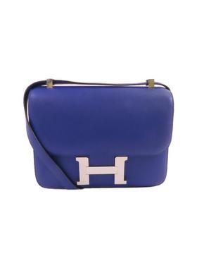 中古Hermes爱马仕男包B级9新Constance康康系列牛皮单肩包蓝色