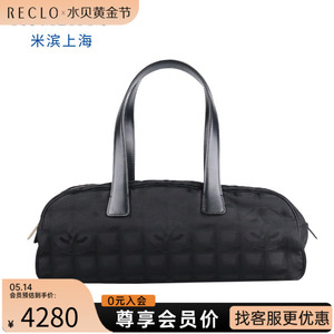 SH「9.0新」CHANEL(香奈儿)MINI BOSTON BAG黑色帆布手提包A15828