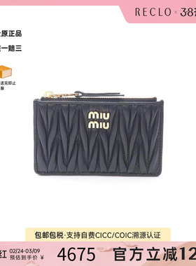 中古Miu Miu缪缪女S级99新card case卡包羊皮零钱包黑色
