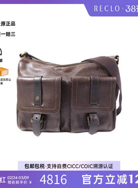 中古LV路易威登男包C级85新Shoulder bag肩包牛皮斜挎包棕色