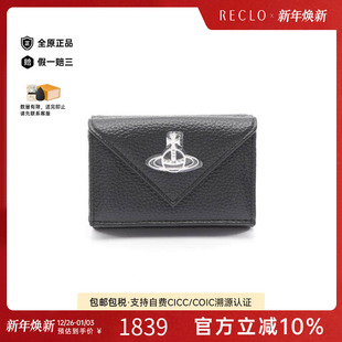 中古Vivienne Westwood薇薇安女S级99新waist腰部牛皮短钱包黑色