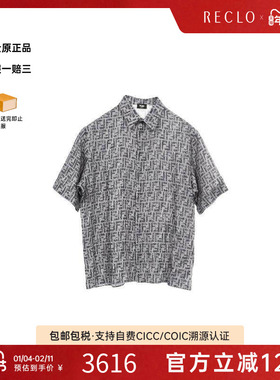 中古Fendi芬迪男A级95新tops上衣棉上衣灰色正品时尚百搭RECLO