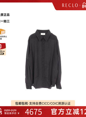 中古Celine赛琳男A级95新tops上衣丝绸上衣黑色设计感时尚RECLO