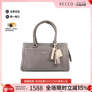 中古Coach蔻驰女包B级9新Handbag手包牛皮手提包灰色