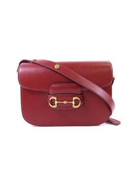 中古Gucci古驰女包C级85新Horsebit 1955马衔 1955牛皮单肩包红色