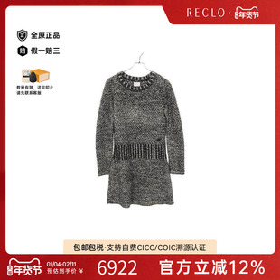 中古Chanel香奈儿女B级9新one piece连衣裙丝绸上衣黑色