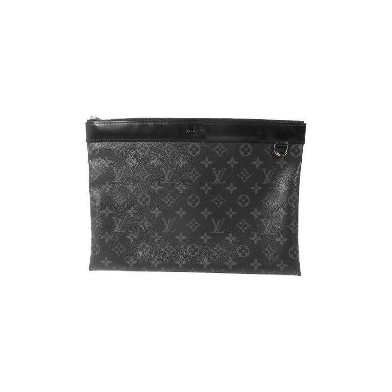 中古LV路易威登男包B级9新clutch手包涂层/防水帆布手拿包黑色