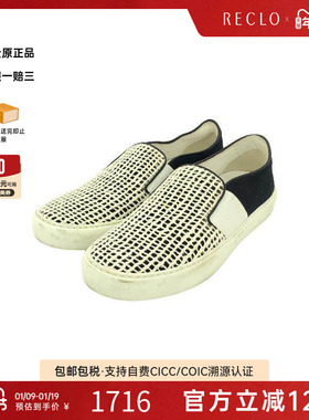 中古Chanel香奈儿男B级9新slip-ons无带(或无扣)便鞋帆布鞋白色