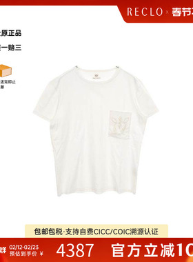 中古Hermes爱马仕女A级95新T-shirtT恤棉上衣白色复古欧美RECLO