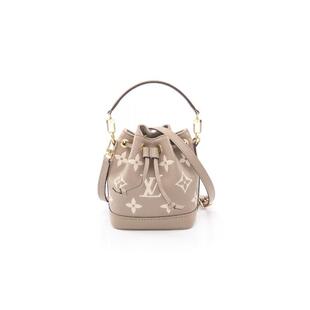 中古LV路易威登女包A级95新Nano Noe迷你水桶包牛皮斜挎包浅褐色