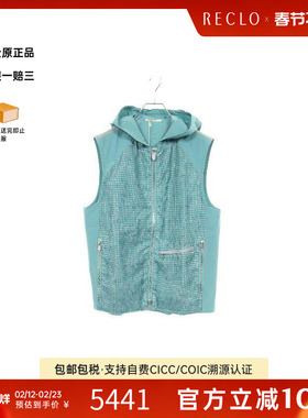 中古Hermes爱马仕男A级95新Zip-up vest拉链背心尼龙上衣绿色正品
