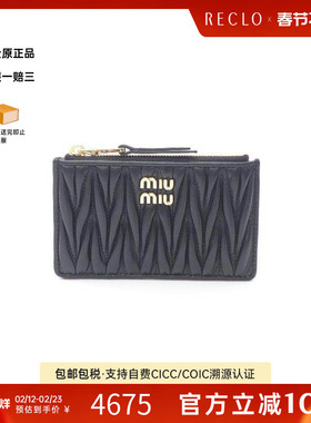 中古Miu Miu缪缪女S级99新card case卡包羊皮零钱包黑色