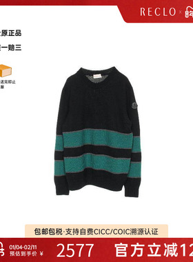 中古Moncler盟可睐男A级95新multicolor多色羊毛上衣黑色reclo