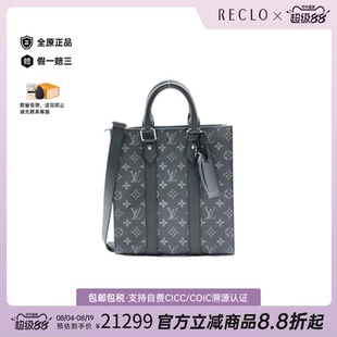 中古LV路易威登女包A级95新Sac Plat琴谱包黑色手提包老花斜挎包