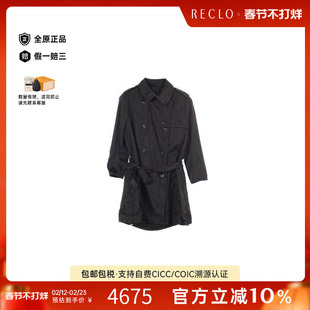 中古Moncler盟可睐女A级95新trench coat风衣尼龙外套黑色RECLO
