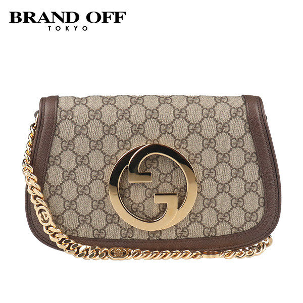 中古「95新」GUCCI(古驰)BLONDIE 肩背包乌木色GG SUPREME斜挎包