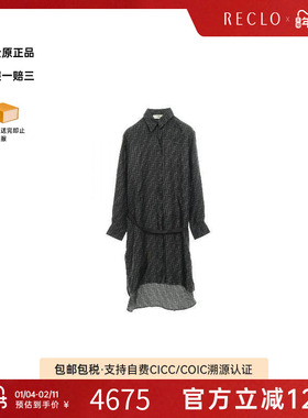 中古Fendi芬迪女B级9新one piece连衣裙丝绸上衣绿色