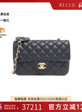 中古CHANEL香奈儿女包A级95新AS2228 Bag CF黑金小牛皮斜挎包正品