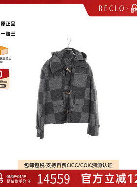 中古LV路易威登男A级95新duffle coat粗呢大衣羊毛外套灰色RECLO