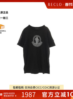 中古Moncler盟可睐男B级9新cut sew针织布棉上衣黑色reclo正品