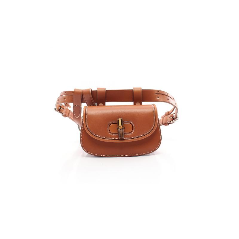 中古Gucci古驰女包S级99新waist bag腰包牛皮腰包棕色