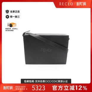 中古Fendi芬迪男包B级9新Shoulder bag肩包牛皮斜挎包黑色