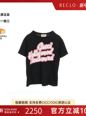 中古Gucci古驰女A级95新cut sew针织布棉上衣黑色