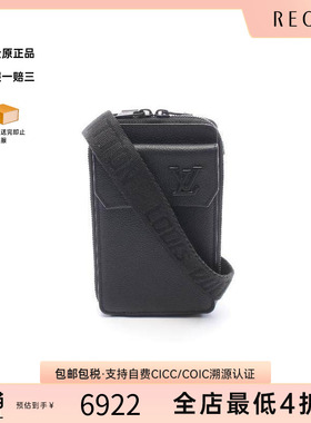 中古LV路易威登男包B级9新Shoulder bag肩包牛皮斜挎包黑色