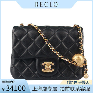 中古「95新」香奈儿金球迷你口盖包黑色羊皮斜挎包二手奢侈品包包