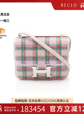 中古Hermes爱马仕女包S级99新Constance3mini康康牛皮单肩包粉色