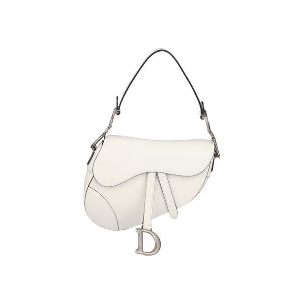 中古「85」新DIOR(迪奥)马鞍包白色牛皮二手奢侈品包包复古RECLO