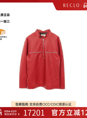 中古Hermes爱马仕男B级9新Jacket夹克外套羊皮外套红色正品休闲