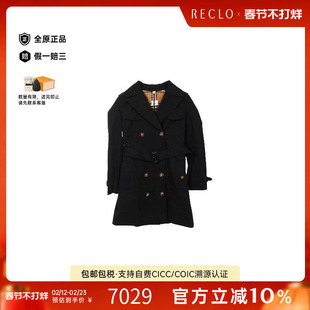 中古Burberry博柏利女A级95新trench coat风衣棉外套黑色正品休闲