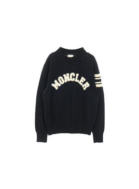 中古Moncler盟可睐男A级95新knit针织棉上衣蓝色