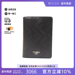 RECLO 正品 中古Fendi芬迪男S级99新card case卡包牛皮卡包黑色时尚