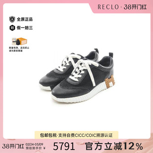 中古Hermes爱马仕女B级9新sneakers运动鞋牛皮鞋黑色