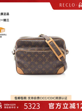 中古LV路易威登女包B级9新Nile双层相机包涂层/防水帆布斜挎包