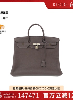 中古Hermes爱马仕女包A级95新Birkin40铂金包乌木色 Togo皮手提包