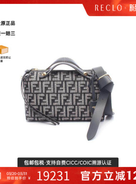 中古Fendi芬迪女包S级99新Handbag手包牛仔布斜挎包蓝色