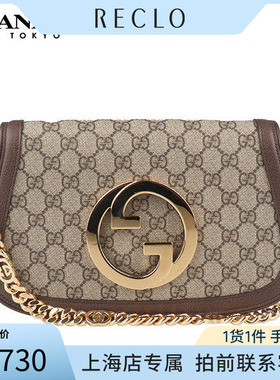 中古「95新」GUCCI(古驰)BLONDIE 肩背包乌木色GG SUPREME斜挎包