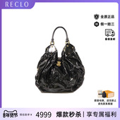 中古LV路易威登女包B级9新Shoulder bag肩包漆皮单肩包黑色HK正品