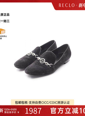 中古LV路易威登女B级9新casual shoes休闲鞋绒面革小牛皮鞋黑色