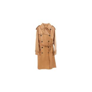 中古Prada普拉达女S级99新trench coat风衣牛皮外套棕色